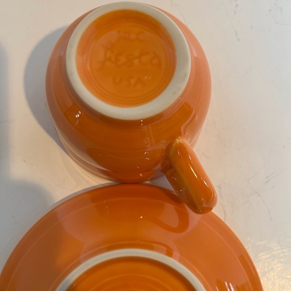 Fiesta Ware Coffee/ Tea Cup and Saucer Orange - Picture 4 of 5